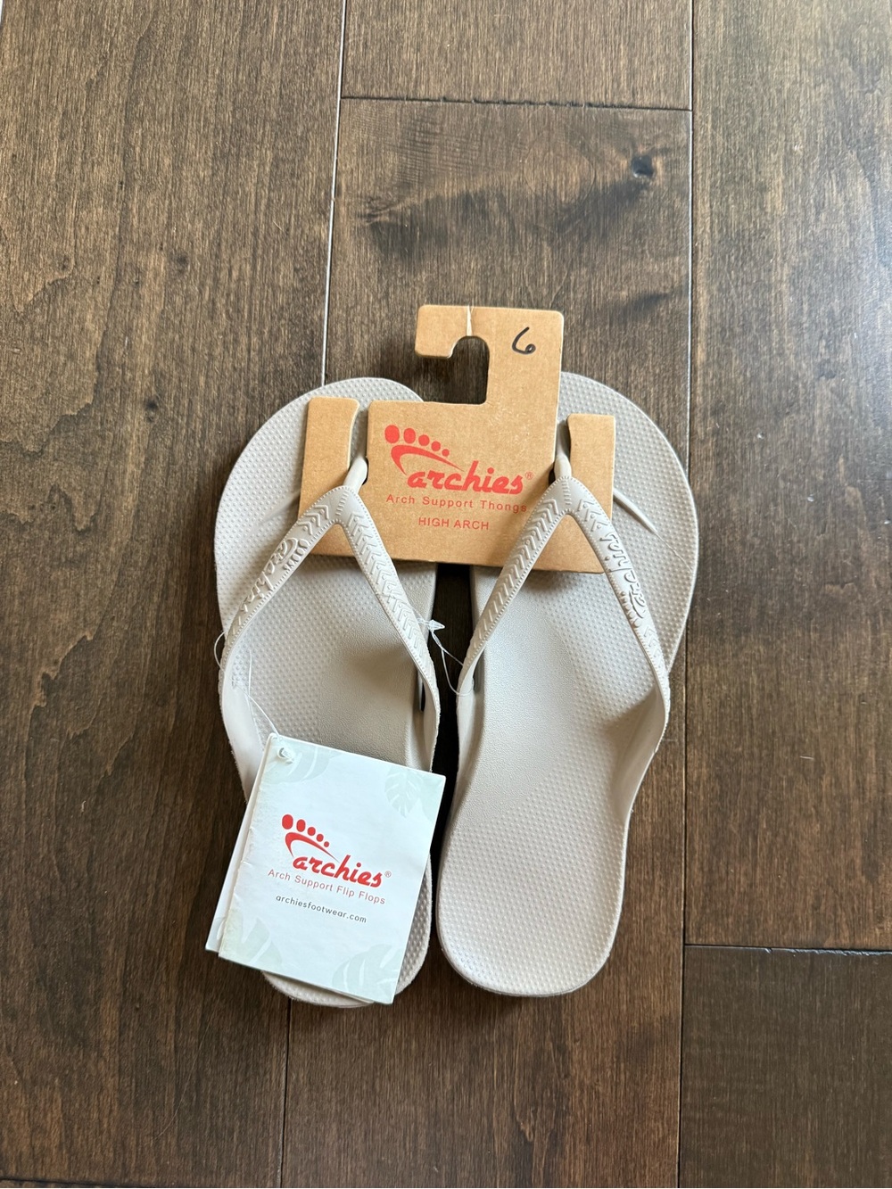 Archies Arch Support Flip Flops High Arch Taupe/Nude Women’s 6 NEW